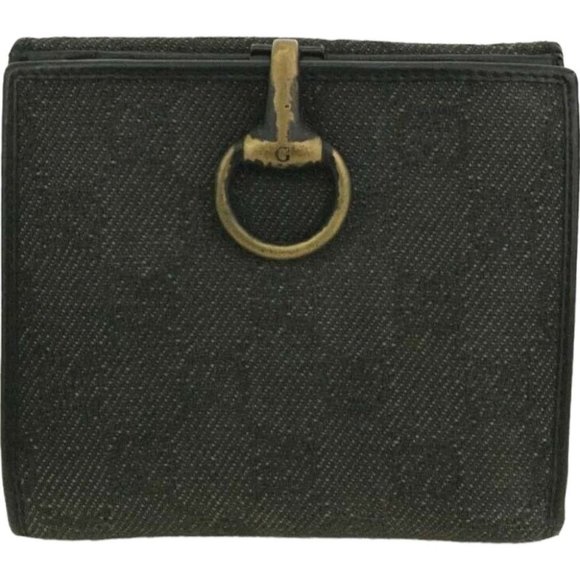 397146W Gucci Wallet Horse Bit Clip Black Canvas - Picture 1 of 9